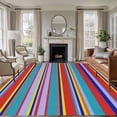 thumbnail image 1 of Red Teal Yellow Stripes Washable Living Room Rugs 5'x7', Lines Art Low Pile Throw Large Area Rugs Non-Slip Sturdy Edge Binding Carpet for Dining Room Bedside Kitchen, 1 of 9
