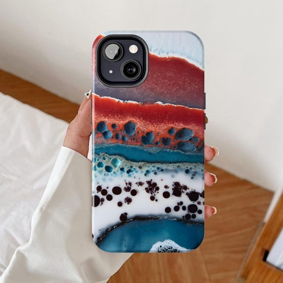 Red, Teal and White Layered Fluid Art Tough Case for Apple iPhone ...