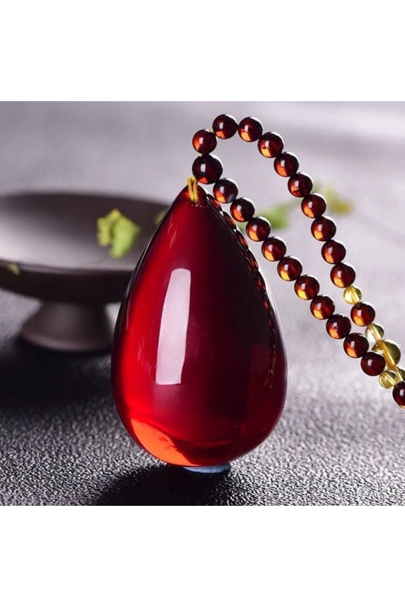 Red Teardrop Pendant Necklace Beaded Jewelry Accessory Handmade Style Women Gift or Costume Decoration