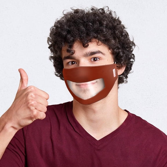 Red Teens Face Mask with Clear Window