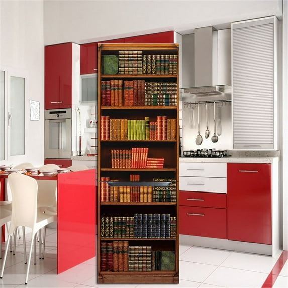 Red TelephBooth 3D Wallpaper For Fridge Adhesive Waterproof Wall Sticker Kitchen Refrigerator Door D