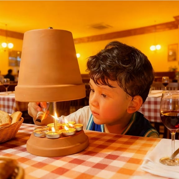 Red Terracotta Interior Stove Hand Warmer & Decorative Candle Stand | Ceramic Winter Heater for Bedroom & Studio | 9.8x6.3x6.3 in | 1 Piece