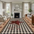 thumbnail image 1 of Red Texas Star Farmhouse Area Rugs 5'x7', Washable Small Throw Rugs for Laundry Room Playroom, Black Plaid Berry Country Indoor Outdoor Rug Non-Slip Low Pile Carpet Runner Reversible Floor Mats, 1 of 8