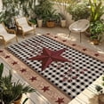 thumbnail image 1 of Red Texas Star Farmhouse Outdoor Rug for Patio/Deck/Porch, Non-Slip Large Area Rug 3 x 5 Ft, Black Plaid Berry Country Indoor Outdoor Rugs Washable Area Rugs, Reversible Camping Rug Carpet Runner, 1 of 8