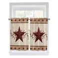 thumbnail image 1 of Red Texas Star Rustic Bathroom Window Curtain, Farmhouse Berry Brown Wooden Light Filtering Coffee Kitchen Curtains, Bedroom Living Room Curtains 2 Panel 84"x54", 1 of 6