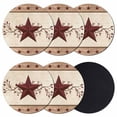 thumbnail image 1 of Red Texas Star Rustic Coasters Set of 6, Absorbent Coasters for Drinks, Farmhouse Berry Brown Wooden Coaster for Desk Coffee Table Protection, Home Decor House Warming Gifts 4", 1 of 8