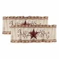 thumbnail image 1 of Red Texas Star Rustic Curtain Valances for Windows, Kitchen Valance Window Treatments Panel 2 Pack, Farmhouse Berry Brown Wooden Rod Pocket Short Curtains for Bathroom Bedroom 42 x 18 Inch, 1 of 8