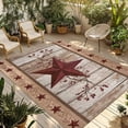 thumbnail image 1 of Red Texas Star Vintage Outdoor Rug for Patio/Deck/Porch, Non-Slip Large Area Rug 5 x 7 Ft, Farmhouse Berry Brown Wooden Indoor Outdoor Rugs Washable Area Rugs, Reversible Camping Rug Carpet Runner, 1 of 8