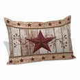 thumbnail image 1 of Red Texas Star Vintage Pillow Covers, Linen Long Throw Pillow Case, Farmhouse Berry Brown Wooden Holiday Pillow Protector Decorative Cushion Cover for Living Room/Bedroom 20" x 36", 1 of 8