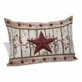 thumbnail image 1 of Red Texas Star Vintage Pillow Covers, Linen Long Throw Pillow Case, Farmhouse Berry Grey Wooden Holiday Pillow Protector Decorative Cushion Cover for Living Room/Bedroom 20" x 26", 1 of 8