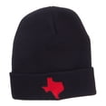 thumbnail image 1 of Red Texas State Map Embroidered Cuff Beanie - Black OSFM, 1 of 5