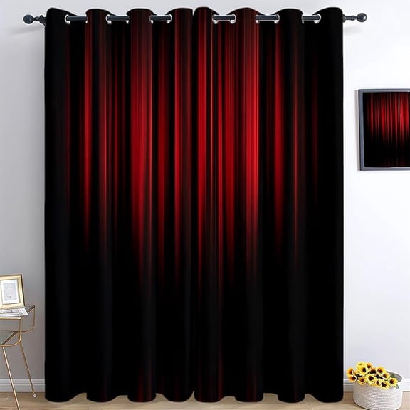 Red Theater Stage Curtain Blackout Curtains with Grommet, Thickening Polyester Thermal Insulated Window Drapes for Living Room/Bedroom (Black) 53"W x 96"L (Pack of 2)
