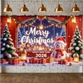 thumbnail image 1 of Red Theme Christmas Banner Christmas Tree Design Holiday Backdrop Gift Decorations Snowflake Pattern New Year Display for Christmas Party New Year Celebration Family Reunion, 1 of 9