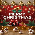 thumbnail image 1 of Red Theme Christmas Banner Festive Merry Christmas Banner Snowflake Design Gift Pattern Holiday Banner for Christmas Party Holiday Celebration Indoor Decoration, 1 of 9