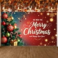 thumbnail image 1 of Red Theme Christmas Banner Gold Accent Xmas Backdrop Snowflake Pattern Candy Cane Holiday Background for Christmas Party Home Decoration Family Reunion, 1 of 9
