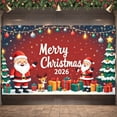 thumbnail image 1 of Red Theme Christmas Banner Santa Claus Design Xmas Display Reindeer Pattern Christmas Tree Decor Holiday Backdrop for Christmas Party Indoor Celebration Family Event, 1 of 9
