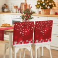 thumbnail image 1 of Red Theme Christmas Chair Covers Set of 1 Winter Sparkle Snowflakes Chair Back Covers Stretch Removable Washable Slipcovers Protector for Dining Room Kitchen Party Decor, 1 of 5