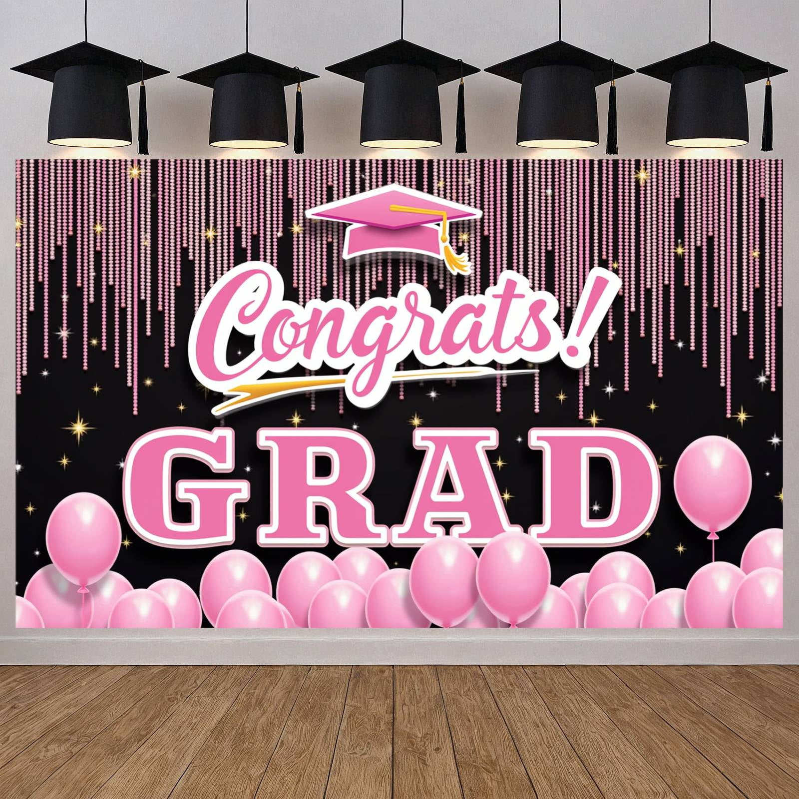 Red Theme Graduation Banner Colorful Balloons Graduation Backdrop ...