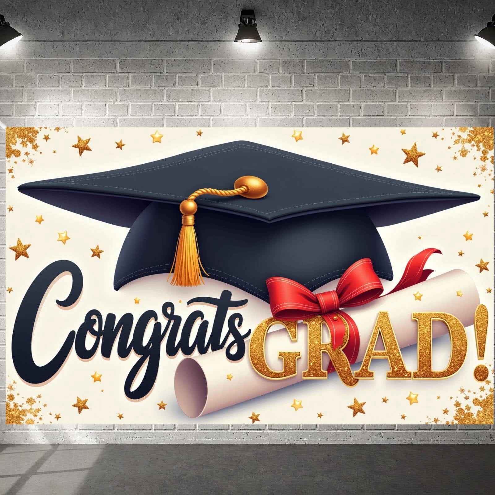 Red Theme Graduation Banner Colorful Balloons Graduation Backdrop ...