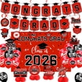 thumbnail image 1 of Red Theme LEJHVAQK 2026 Graduation Decorations Set: Large Class of 2026 Backdrop, Congrats Grad Banner, Balloon Arch & Hanging Swirls Kit, Complete Party Supplies, Set of 48, 1 of 16