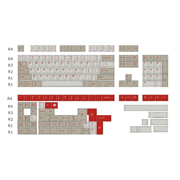 Red Theme PBT 5-Side Dye-Sublimation Keycaps, Cherry Profile Full Set for Custom Mechanical Keyboards