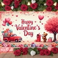 thumbnail image 1 of Red Theme Valentine's Day Banner Heart-shaped Balloons Love Display Gift Decor Teddy Bear Design Heart Backdrop for Valentine's Day Party Romantic Celebration Photo Shoot Backdrop, 1 of 9