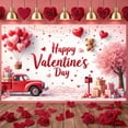 thumbnail image 1 of Red Theme Valentine's Day Banner Heart-shaped Balloons Love Display Gift Decor Teddy Bear Design Heart Backdrop for Valentine's Day Party Romantic Celebration Photo Shoot Backdrop, 1 of 9