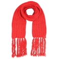 thumbnail image 1 of Red Thick Knit Long Winter Scarf With Fringe, 1 of 2