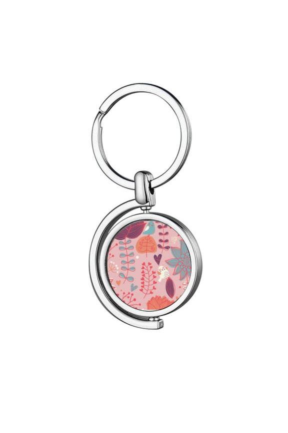 Red Thread Flower Paint Rotating Keychain Metal Keyring Holder