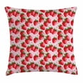 thumbnail image 1 of Red Throw Pillow Cushion Cover, Delicious Big Strawberries on Pink Background Tasty Juicy Sweet Ripe Summer Fruits, Decorative Square Accent Pillow Case, 20 X 20 Inches, Red Green Pink, by Ambesonne, 1 of 2