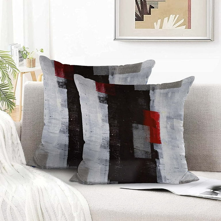 Red Throw Pillows Decorative Pillow Covers 2 Pack 18 x 18 Abstract Art Modern Black White Decorative Throw Pillows Home Decor Pillow Cover for Couch Sofa Living Room Patio Walmart