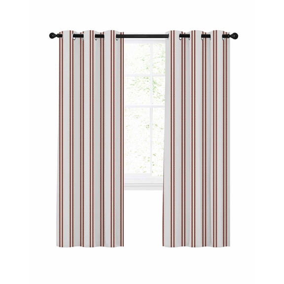 Red Ticking Stripes Blackout Curtains 2 Panels Set Minimalist Vertical Lines White Thermal Insulated Privacy Black Out Drapes Window Curtain for Living Room Bedroom 52 x 96 Inch