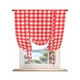 thumbnail image 1 of Red Tie Up Curtains for Windows 45 Inch Length Balloon Curtains Kitchen Adjustable Balloon Window Shade Country French Rustic Buffalo Plaid Modern Art Tie Up Valance Bathroom Curtain Window 52"x45", 1 of 6