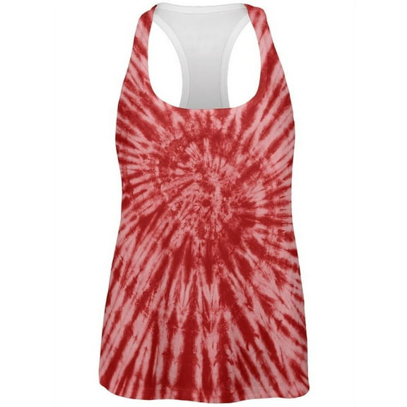 Red Tie Dye All Over Womens Work Out Tank Top - Medium