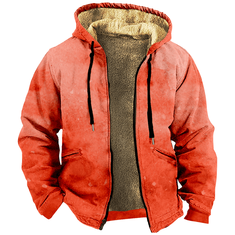 Red Tie Dye Zipper Hoodie Men's Long Sleeve Jacket Fashion