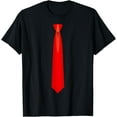 thumbnail image 1 of Red Tie, Necktie Funny Dress T-Shirt100% cotton short-sleeved shirt for both men and women, 1 of 6