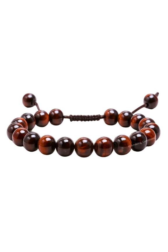 Red Tiger Eye Crystal Bracelet - 8mm Beaded Bracelet and Healing Stones