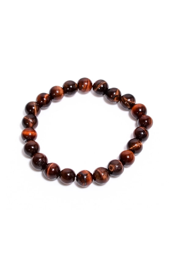 Red Tiger Eye Gemstone Beaded Bracelet 8MM Round Elastic Stretch Bracelet, Handmade Confidence & Energy Crystal Jewelry for Men & Women
