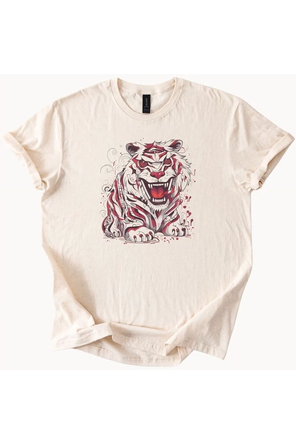 Red Tiger Graphic Tee Animal Shirt Unisex S-5XL Hot Trending Shirt, Vintage Birthday Gift