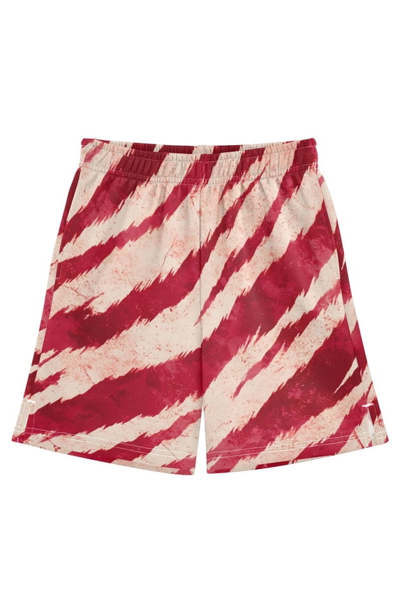 Red Tiger Pattern Athletic Shorts Breathable with Comfort Fit Drawstring Casual Sweatshorts Small