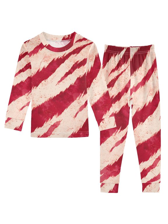 Red Tiger Pattern Cotton Pajamas 2 Piece Set Sleepwear Soft and Comfortable Homewear Nightwear