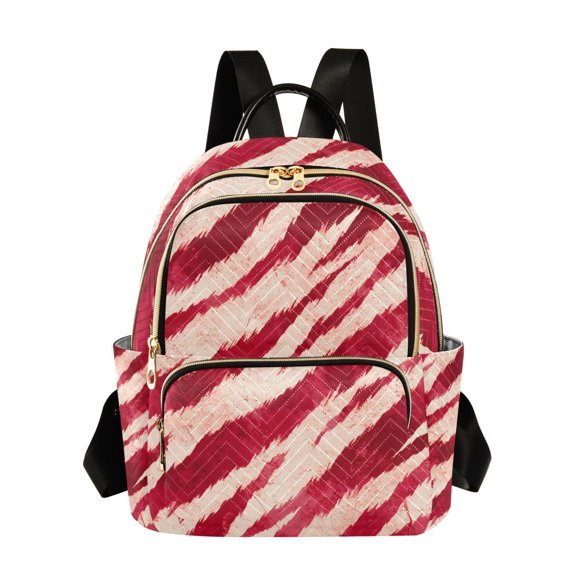Red Tiger Pattern Fashion Backpack Quilted Lightweight Women Travel Daypack 14L