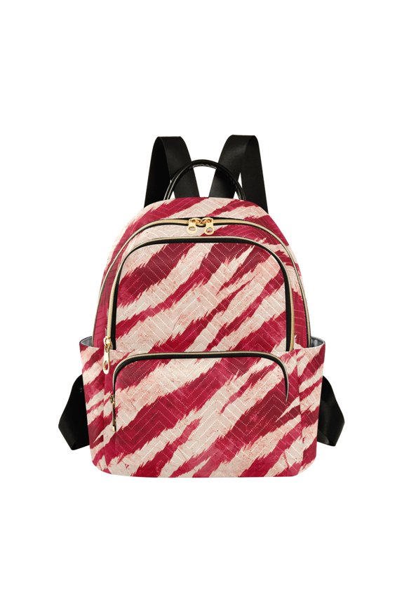 Red Tiger Pattern Fashion Backpack Quilted Lightweight Women Travel Daypack 8.5L
