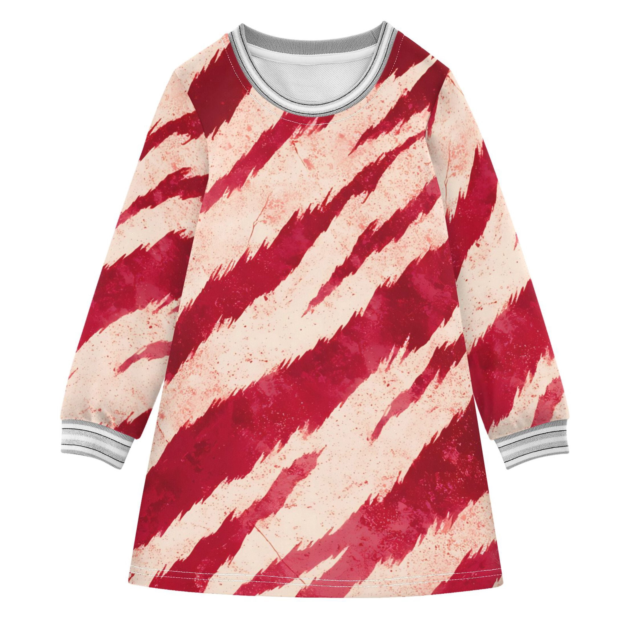 Red Tiger Pattern Girls'long-sleeved dress Thickened A-dress Warm Dress ...