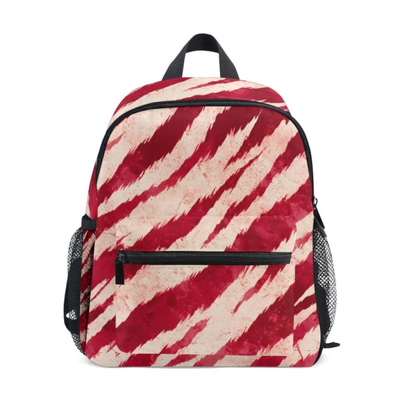 Red Tiger Pattern Mini Backpack Cute Small Backpack with Chest Strap and Whistle Ages 3-8