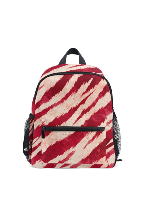Red Tiger Pattern Mini Backpack Cute Small Backpack with Chest Strap and Whistle Ages 3-8