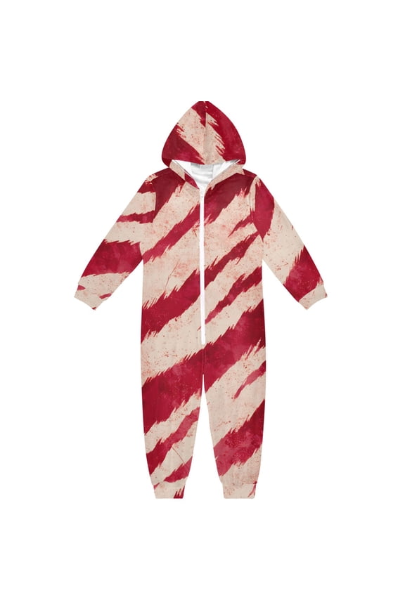 Red Tiger Pattern One Piece Pajamas Soft Jumpsuit Cozy Sleep and Play Romper Zipper and Pockets 4T