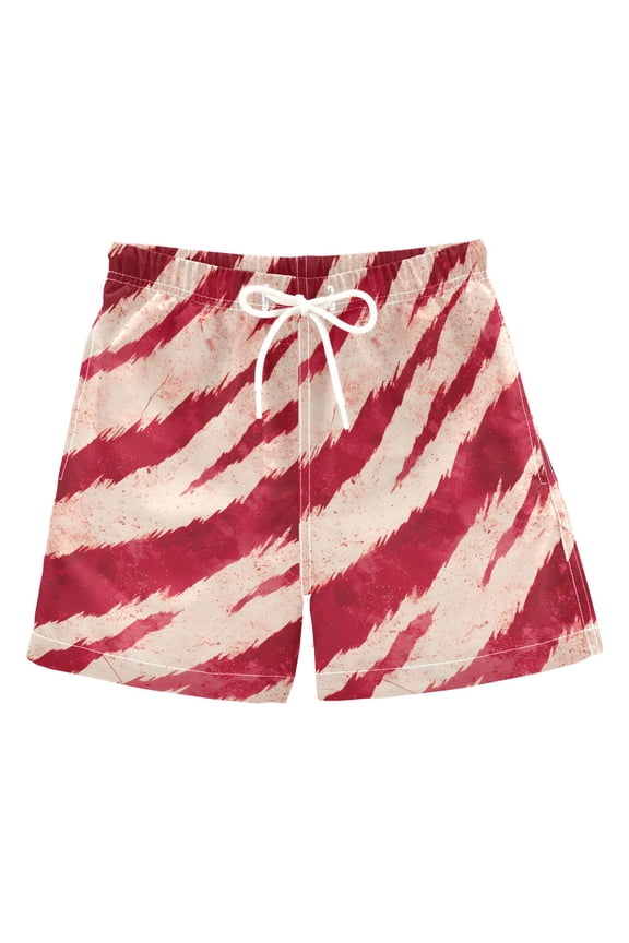 Red Tiger Pattern Swim Trunks Quick Dry Beach Pool Board Shorts Lightweight Stylish Print Sizes 2T to XL