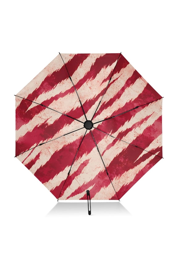 Red Tiger Pattern Umbrella Folding Sun Umbrella Travel Auto Open Close Large UV50+ 40in
