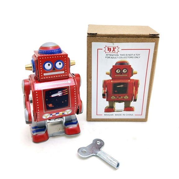 Red Tin Robot Robots Metal Wind Up Robot Toy Decorative Vintage Iron Toy for Red Clockwork Collector S Item Unique Miniature Figurine